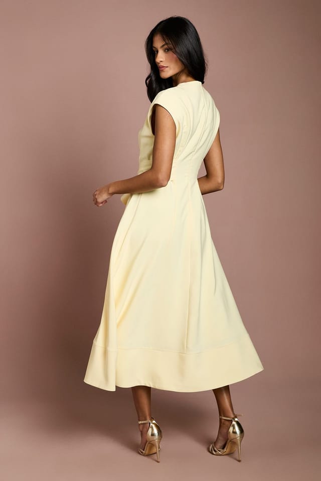 Coast Coast Women's Petite Belted Crepe Dress in Lemon - 3