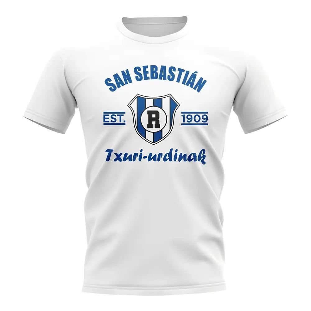 Real Sociedad Real Sociedad Men's Personalised Established Football T-Shirt in White