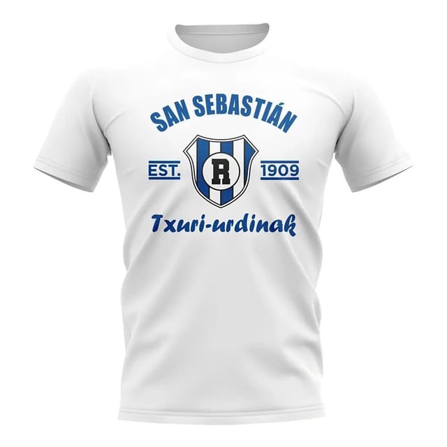 Real Sociedad Real Sociedad Men's Personalised Established Football T-Shirt in White - 2