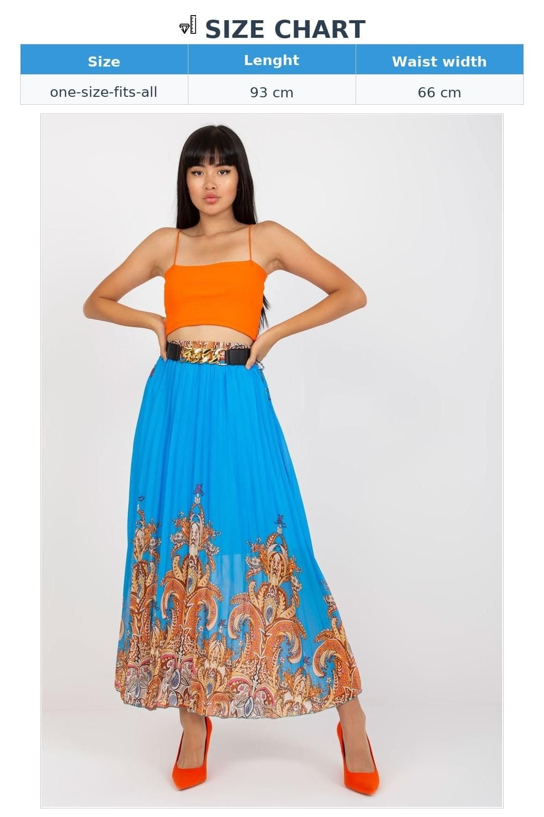Love Lace Love Lace Women's Long Lined Skirt Elastic Waist with Chain Belt in Blue - 4