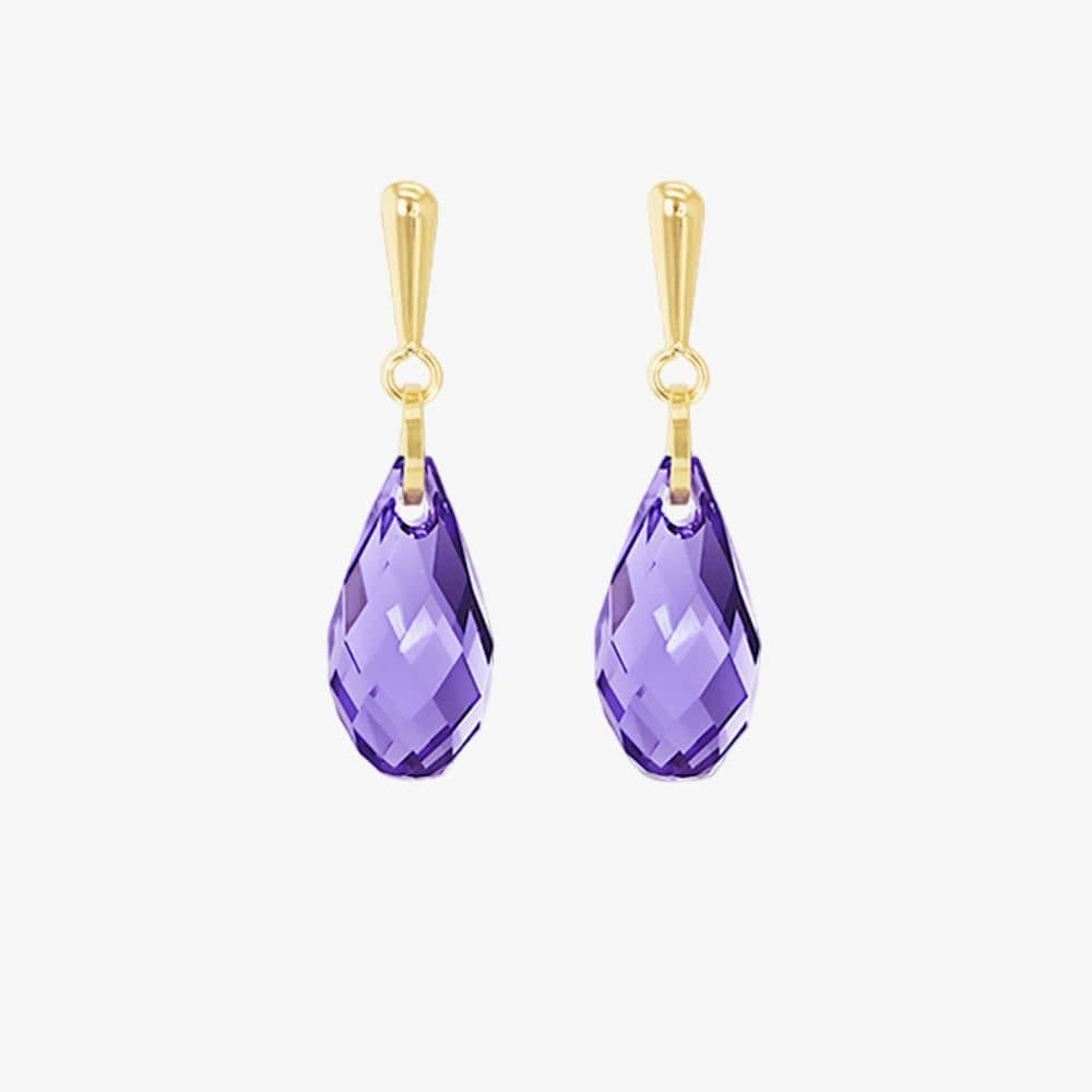 T.H.Baker T.H.Baker Gold Purple Crystal Drop Earrings