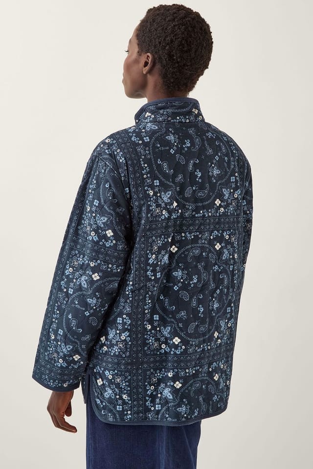 Monsoon Monsoon Women's Mandy Paisley Print Quilted Corduroy Jacket Blue - 2
