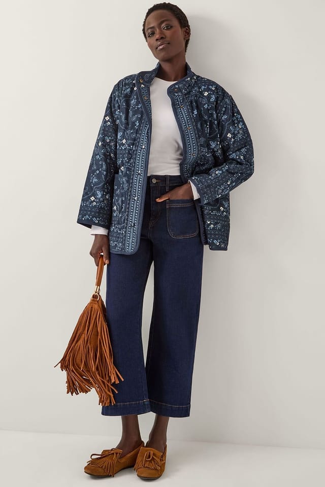 Monsoon Monsoon Women's Mandy Paisley Print Quilted Corduroy Jacket Blue - 3