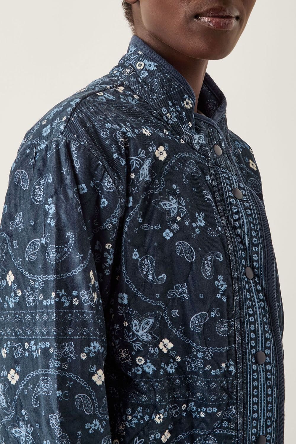 Monsoon Monsoon Women's Mandy Paisley Print Quilted Corduroy Jacket Blue - 4