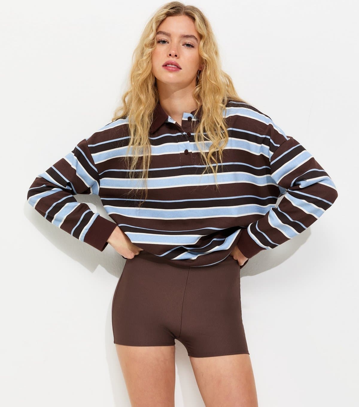 New Look Women's Dark Brown Micro Rib Cycling Shorts New Look