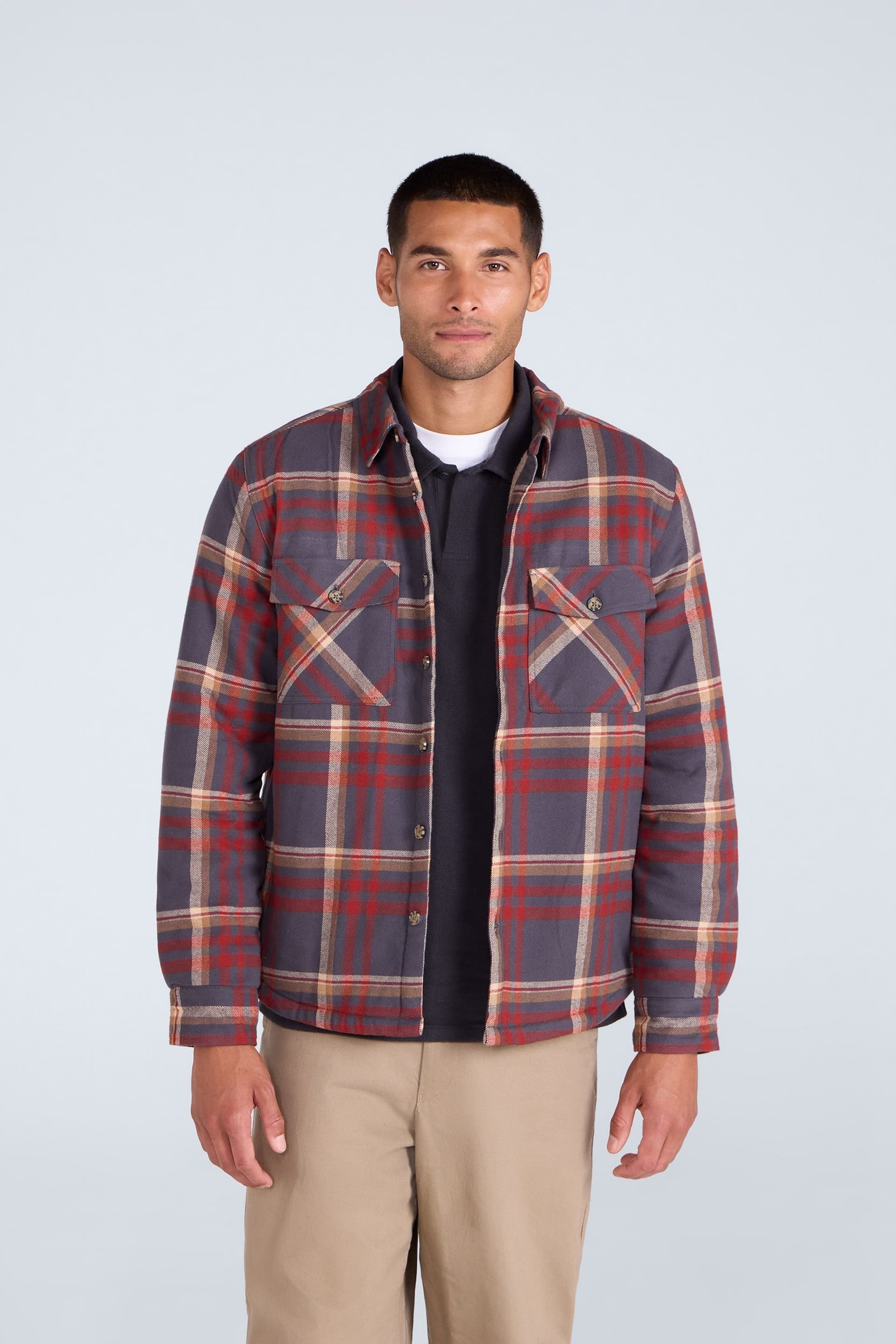 Animal Animal Maroon Plaid Fleece Lined Shirt for Men