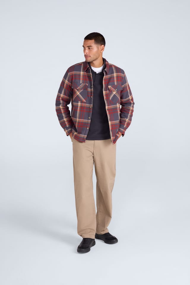 Animal Animal Men's 'Tide' Lightweight Fleece Lined Shirt Stylish Warm Button Down Top in Maroon - 3