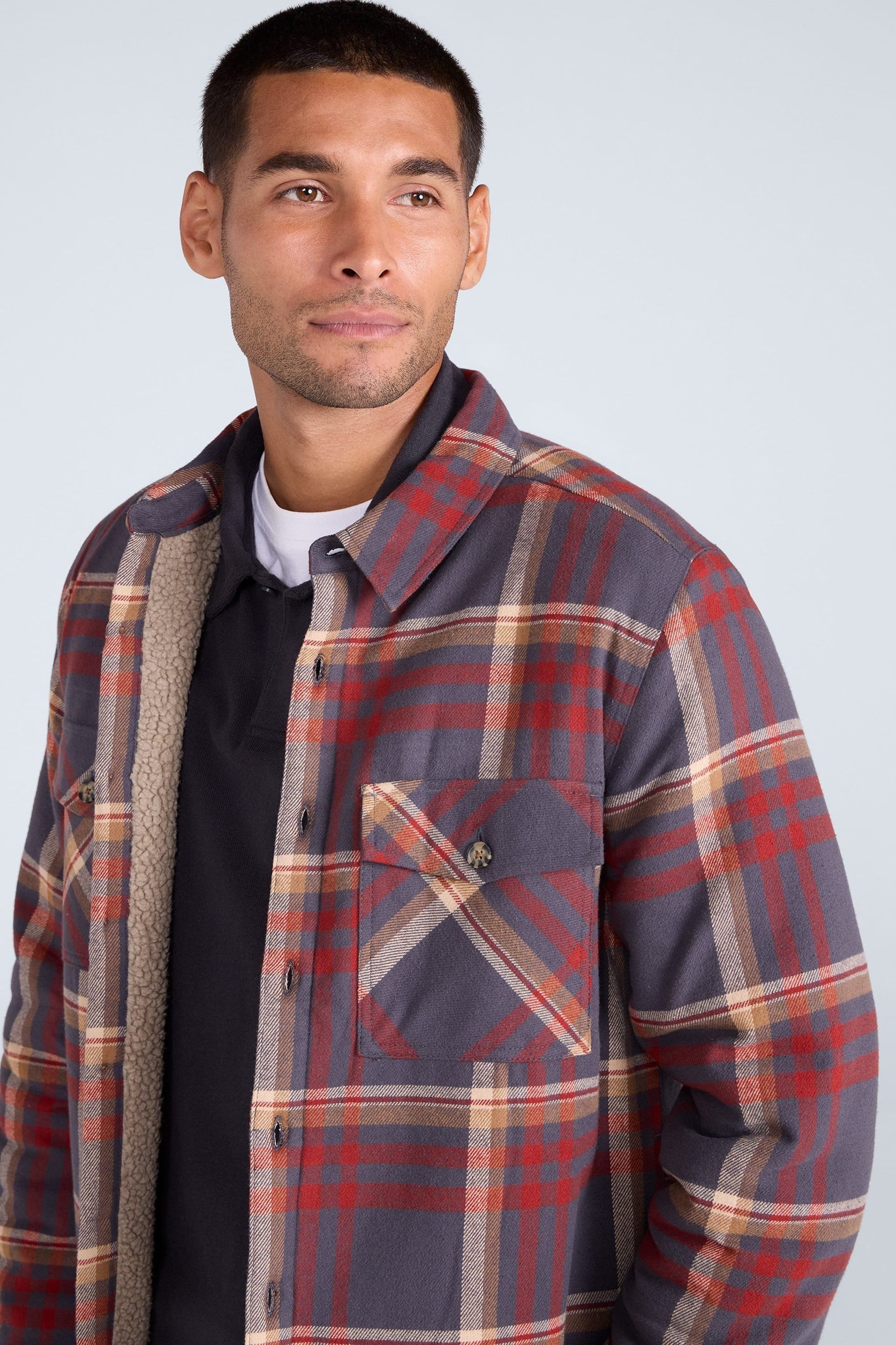 Animal Animal Men's 'Tide' Lightweight Fleece Lined Shirt Stylish Warm Button Down Top in Maroon - 4