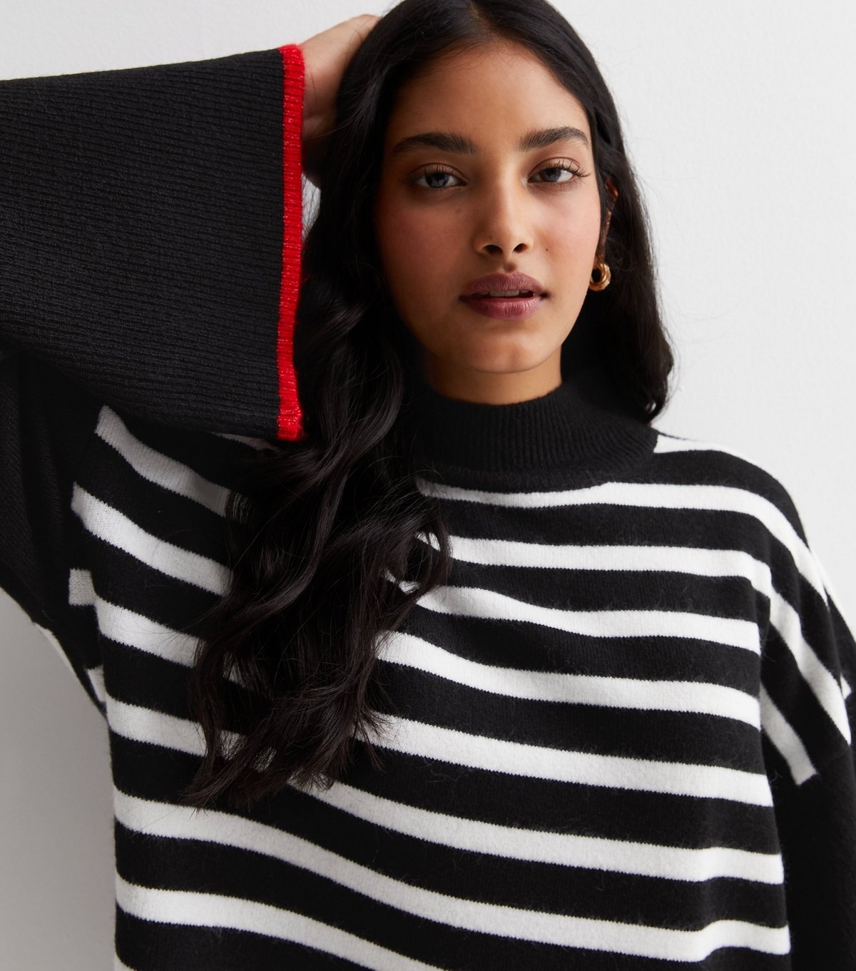 Sunshine Soul Women's Black Knit Stripe Wide Sleeve Jumper Sunshine Soul New Look - 2