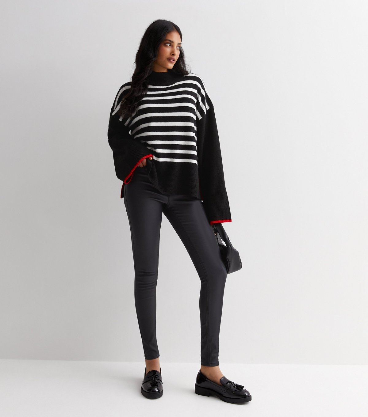 Sunshine Soul Women's Black Knit Stripe Wide Sleeve Jumper Sunshine Soul New Look - 3