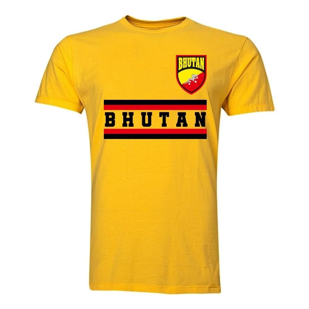 Bhutan Bhutan Men's Personalised Core Football Country T-Shirt in Yellow