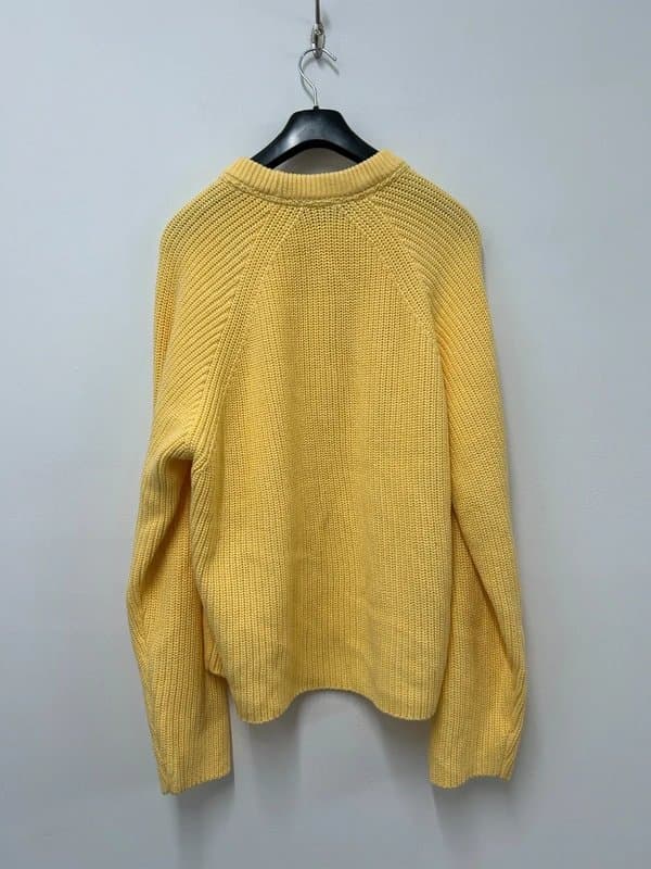 About Blank about:blank Men's Rib Mock Neck Crew Jumper Pastel Yellow Cotton Sweater Size L.