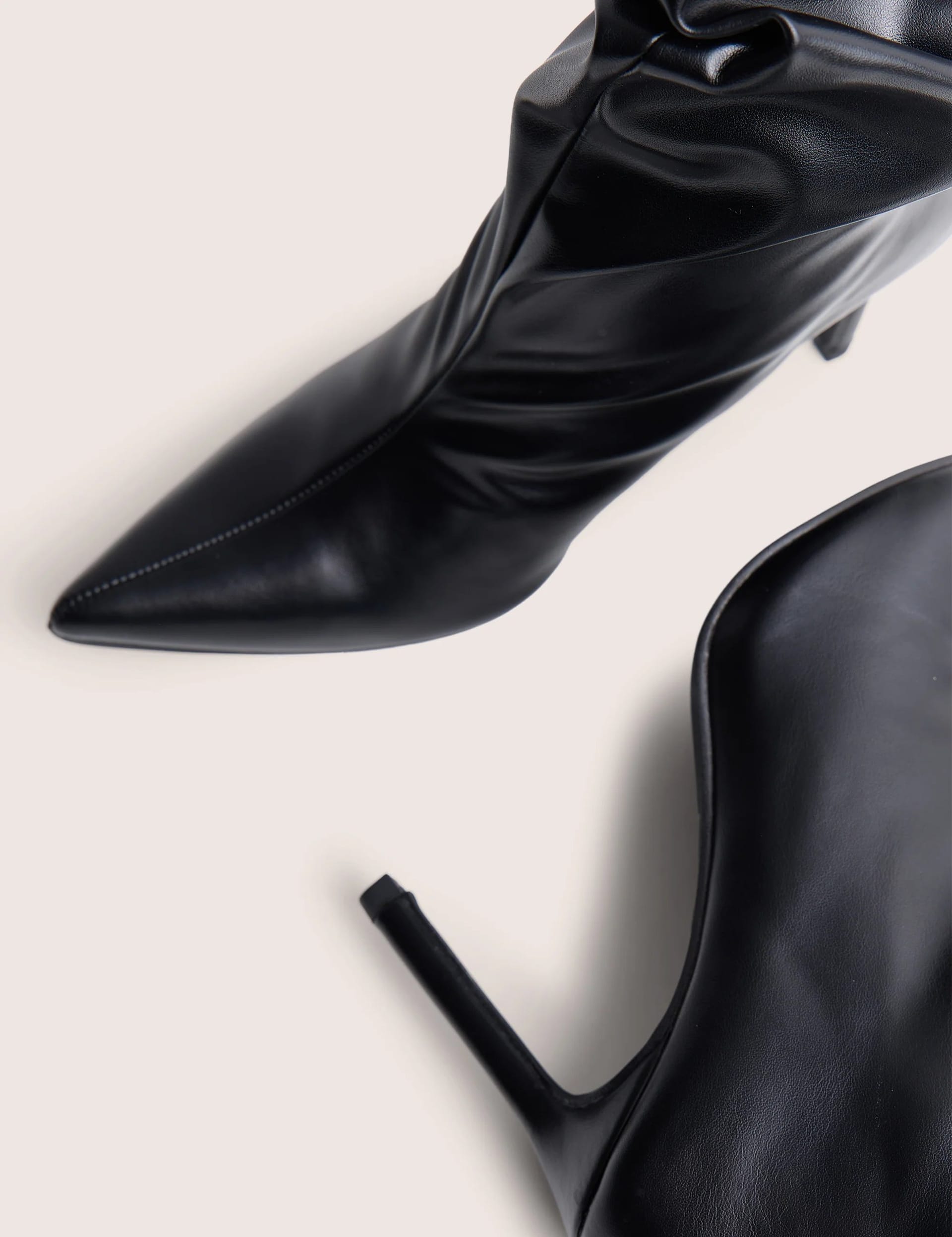 Public Desire LILU BLACK PU RUCHED MID HEEL ANKLE BOOT - 4