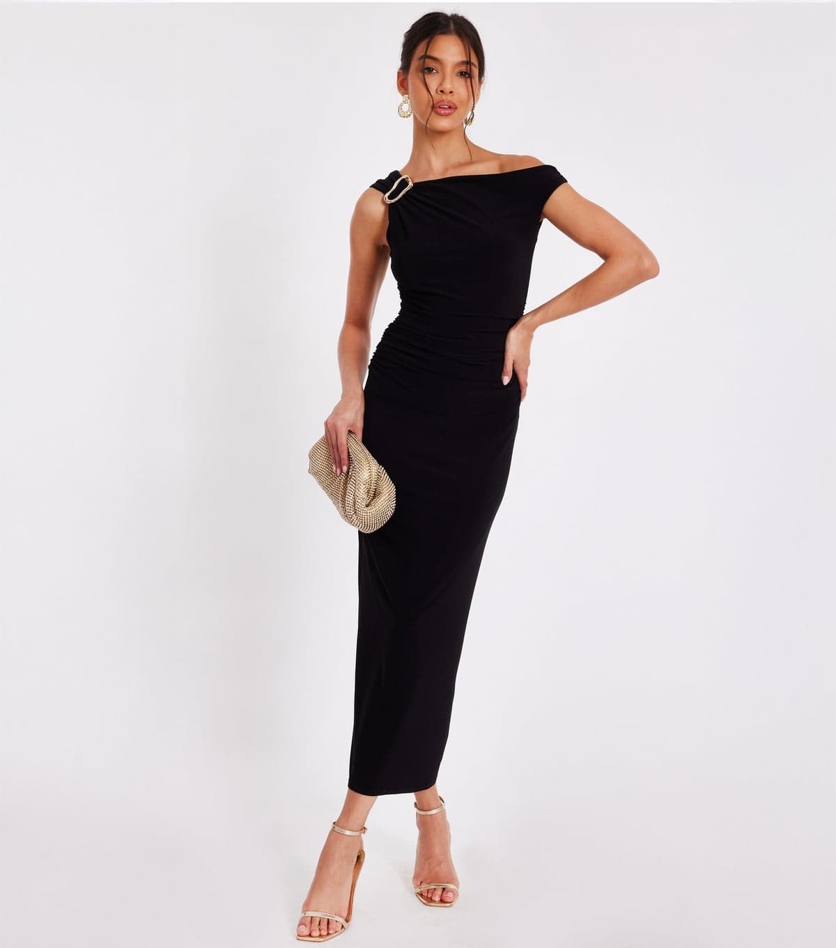 Quiz Women's Petite Black Asymmetric Midaxi Dress Quiz New Look