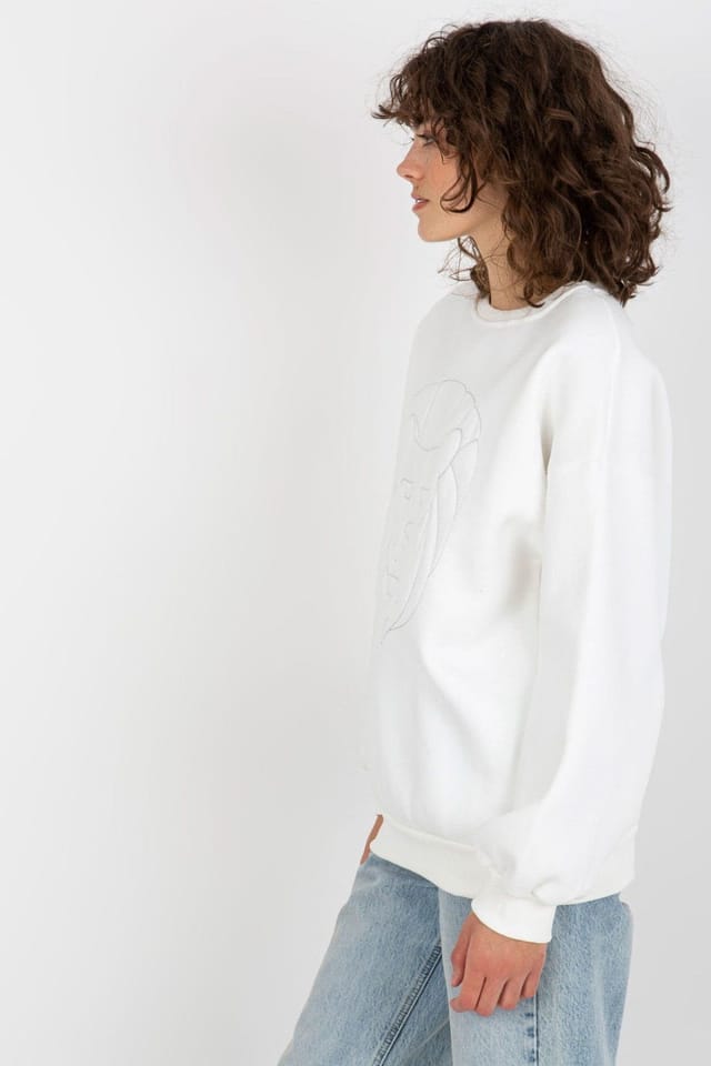 Love Lace Love Lace Women's Embroidered Cotton Elastane Crew Sweatshirt Style 216191 in White - 2