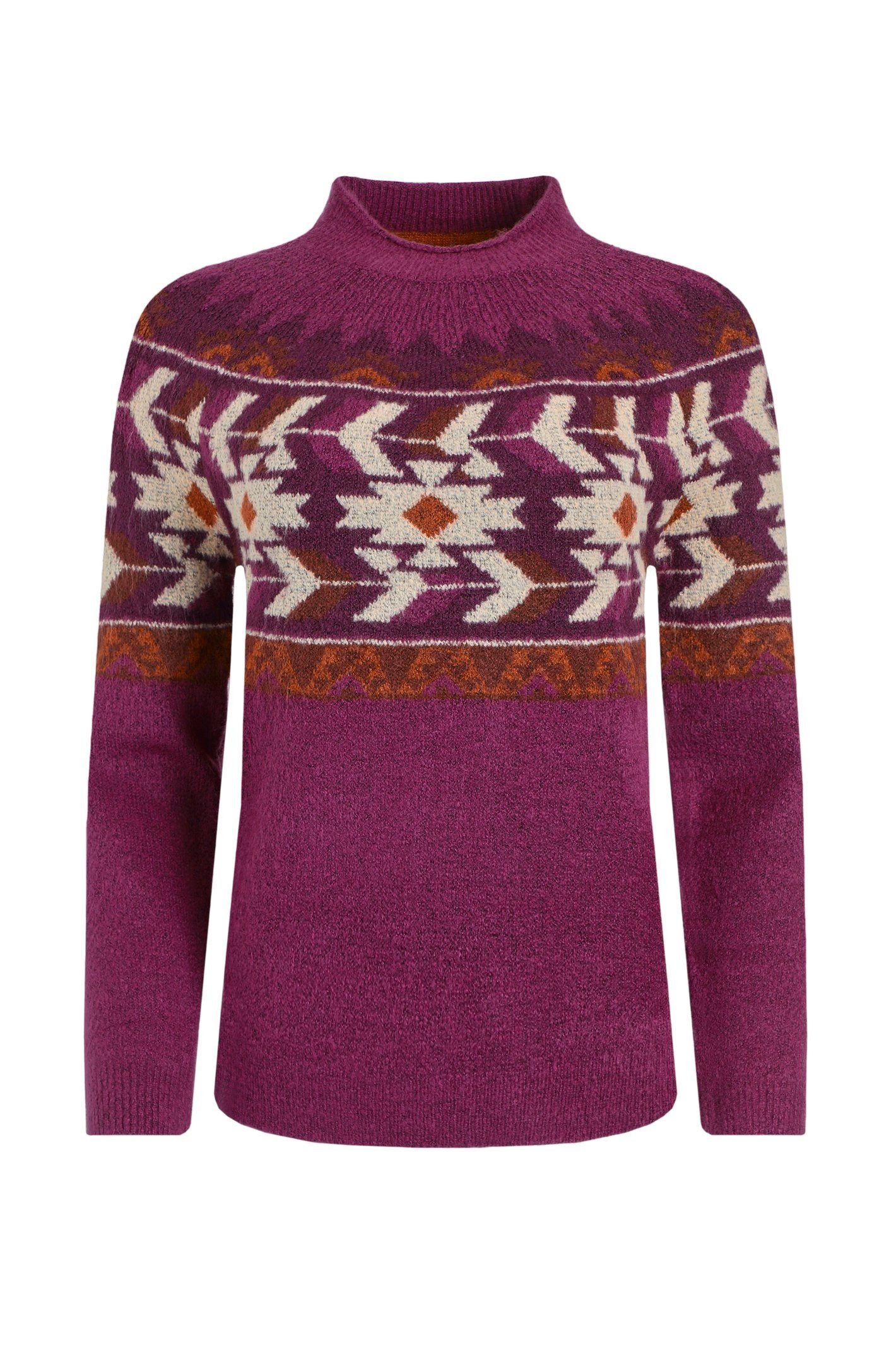 Weird Fish Weird Fish Women's Arelia Ikat Knitted Jumper in Purple - 2