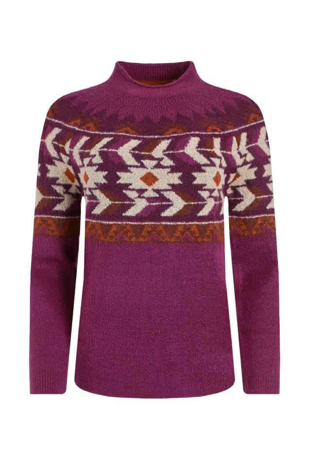 Weird Fish Weird Fish Women's Arelia Ikat Knitted Jumper in Purple - 2