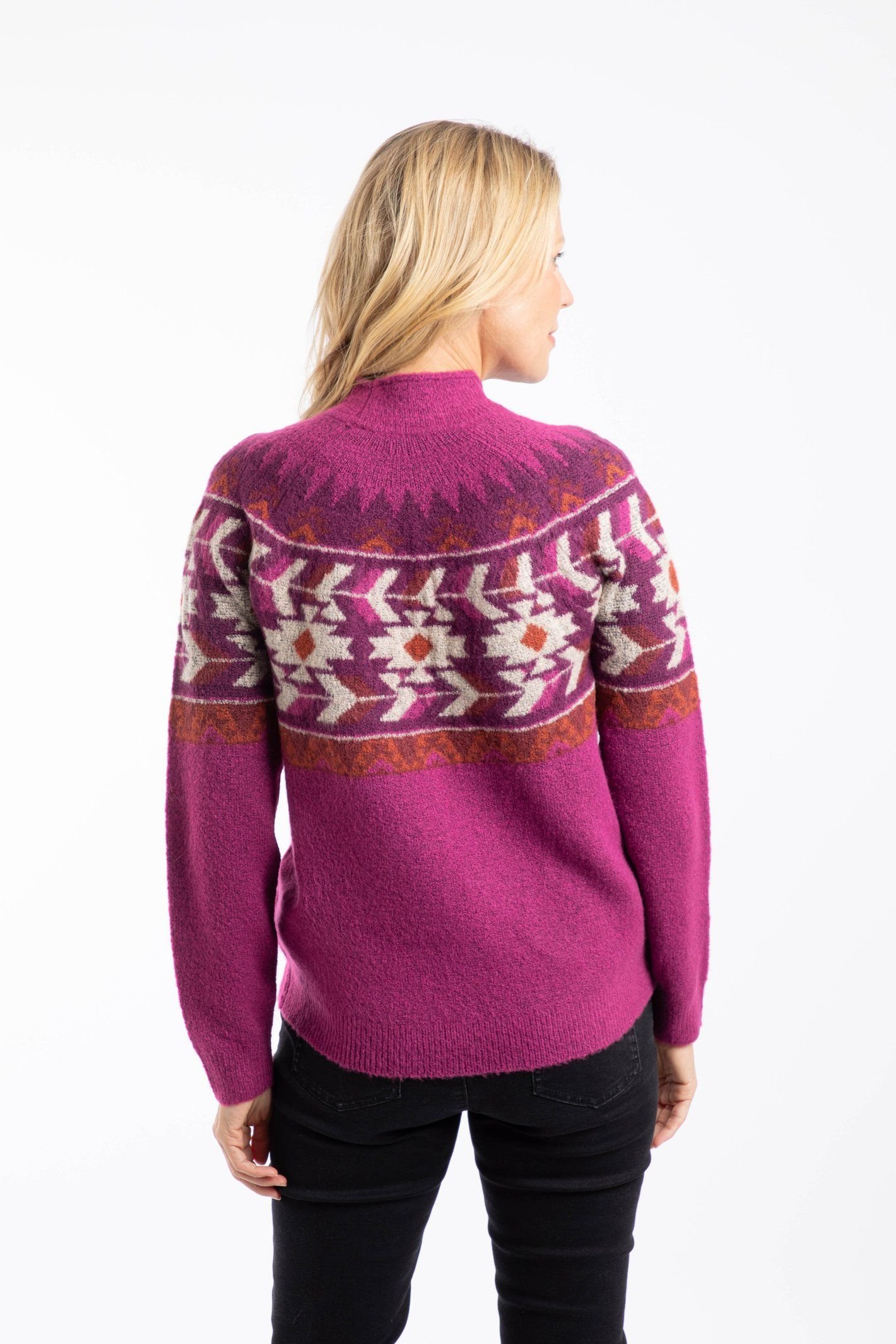 Weird Fish Weird Fish Women's Arelia Ikat Knitted Jumper in Purple - 3