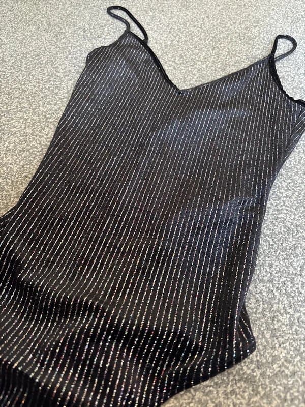 Topshop Topshop strapped black/ shimmer bodysuit uk size 6
