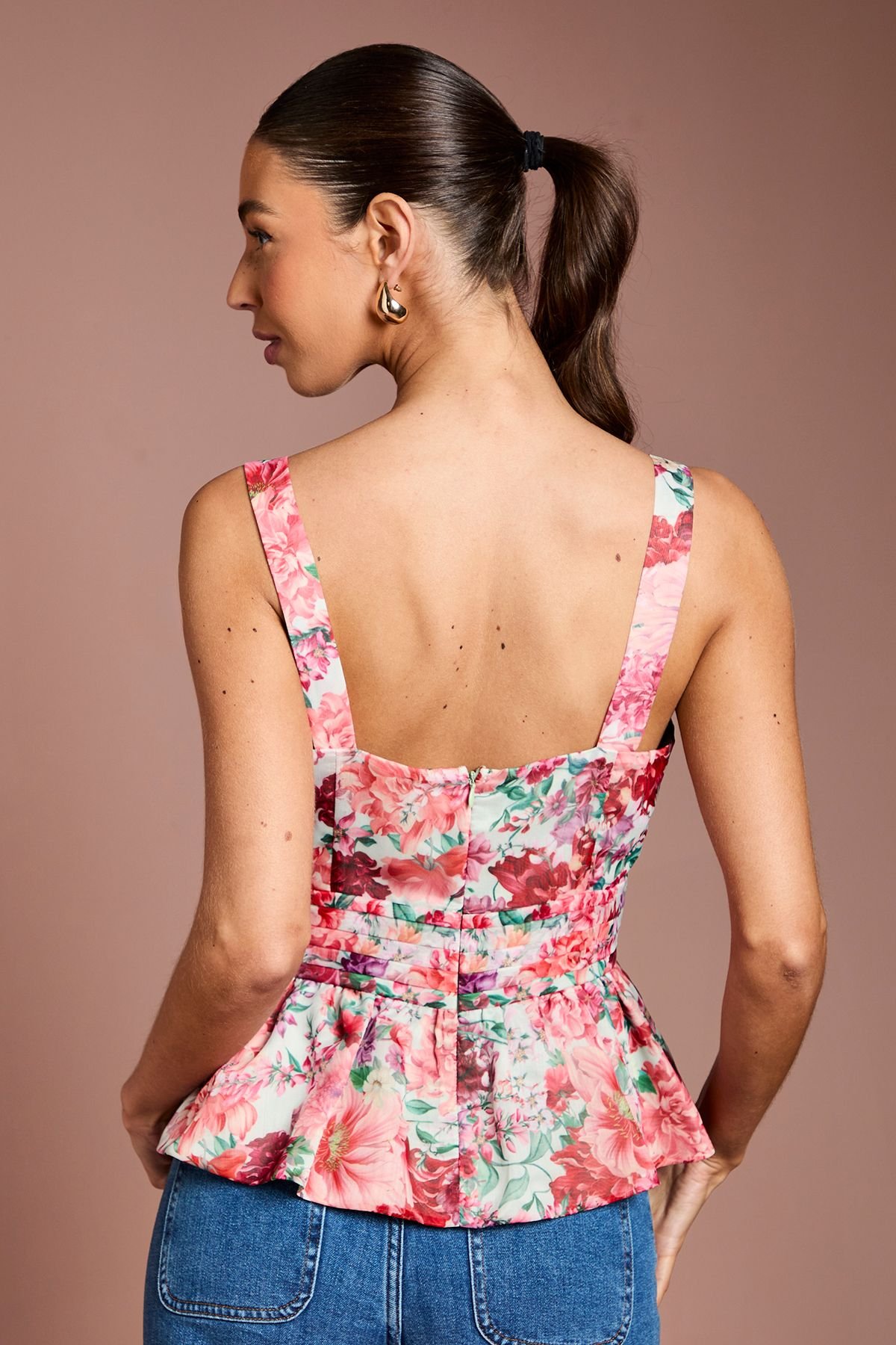 Coast Coast Women's Organza Floral Ruffle Fan Detail Top in Sage - 3