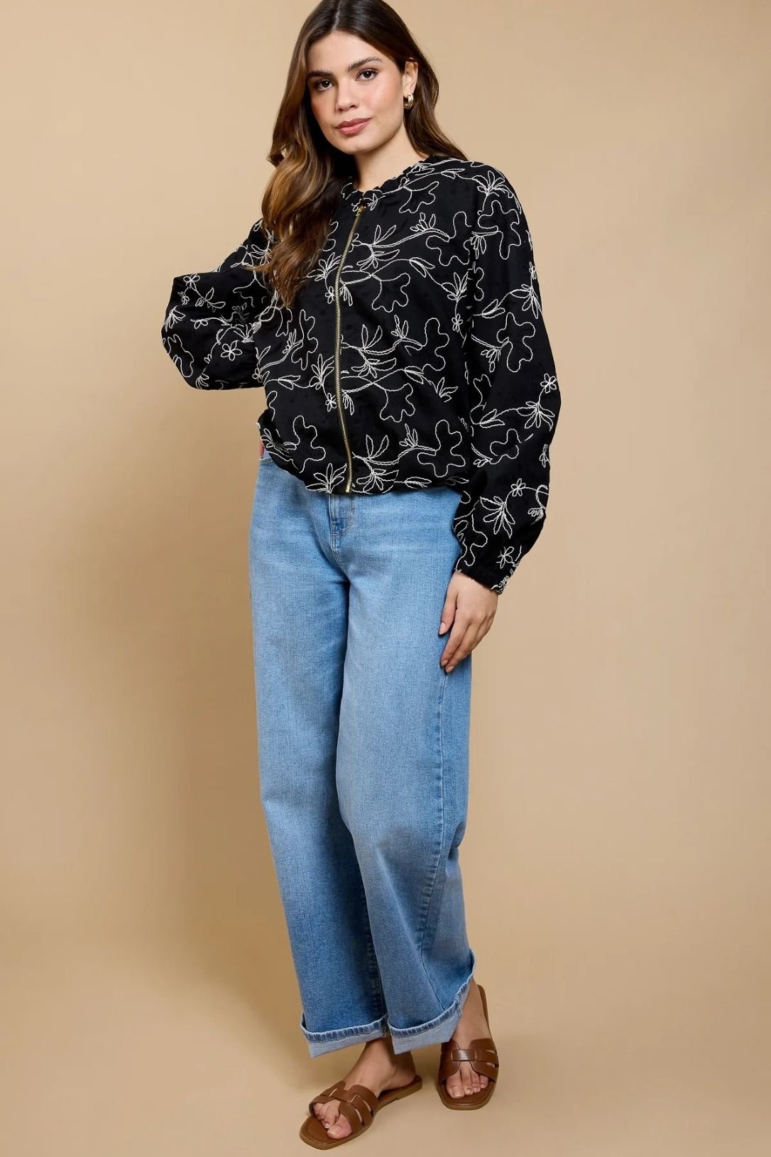 Little Mistress Little Mistress Women's Black Embroidered Cropped Jacket - 4