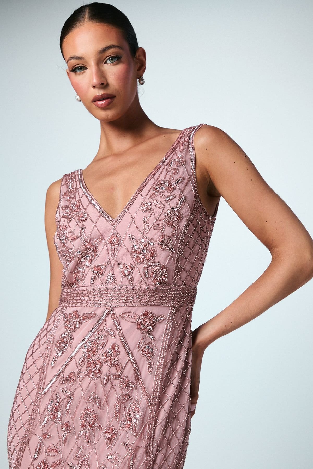Coast Coast Women's Plunge Floral Embellished Bridesmaid Dress in Blush - 4