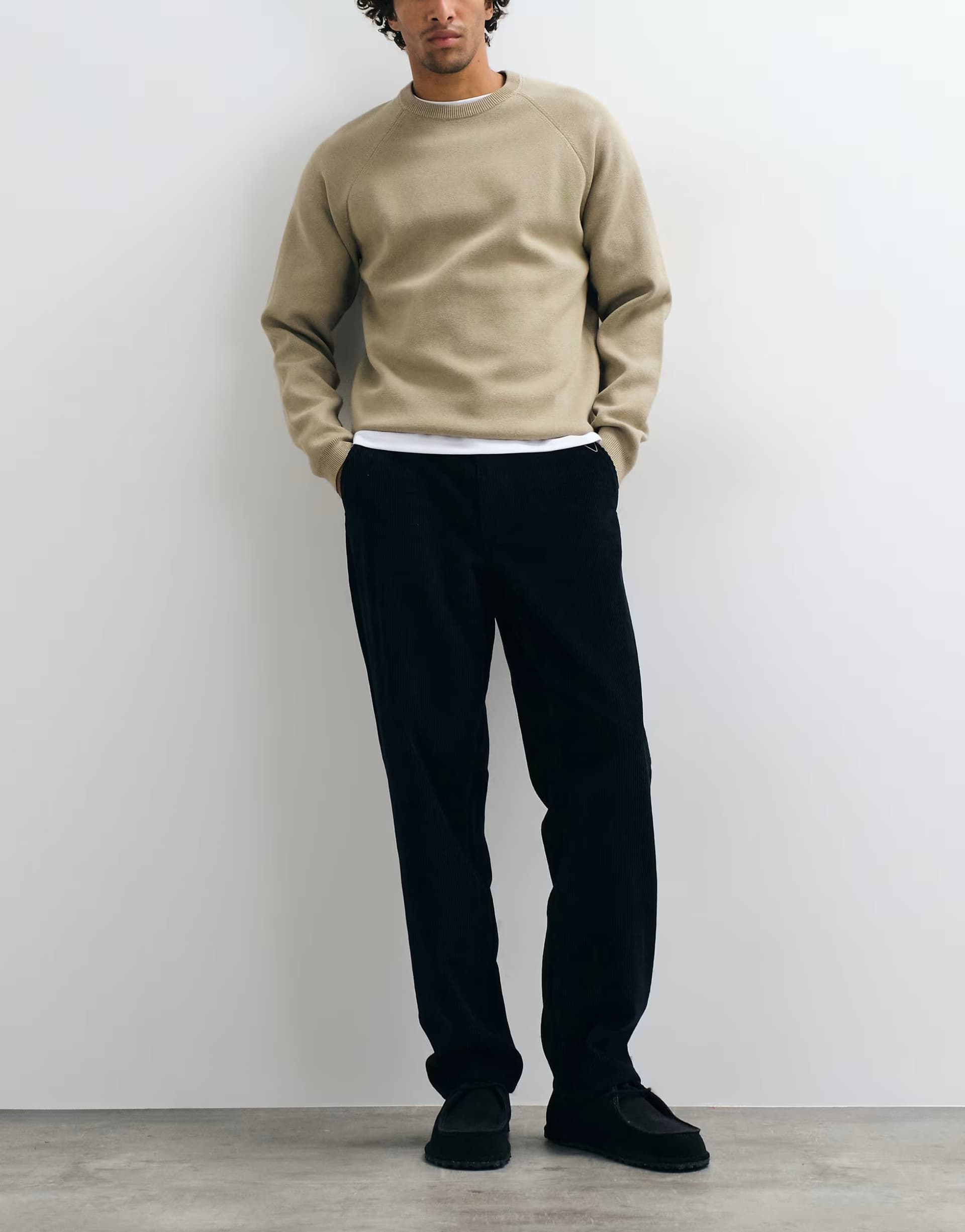 ASOS ASOS DESIGN straight corduroy trousers in black