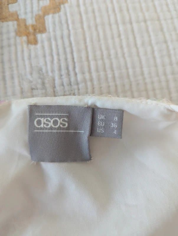 ASOS ASOS Beaded Embellished Floral Sequin White Dress Size 8