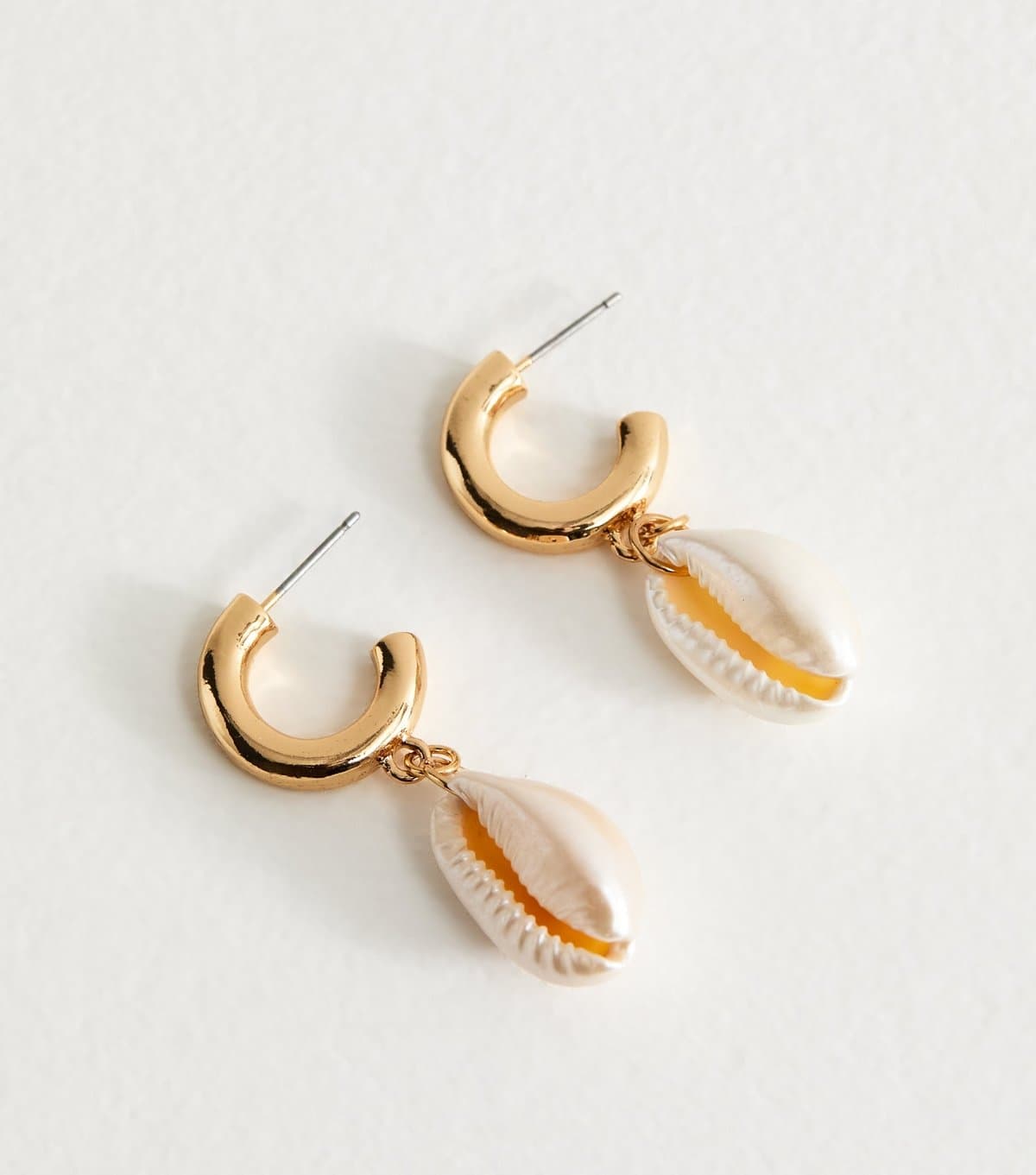 New Look New Look Gold Tone Shell Hoop Drop Earrings