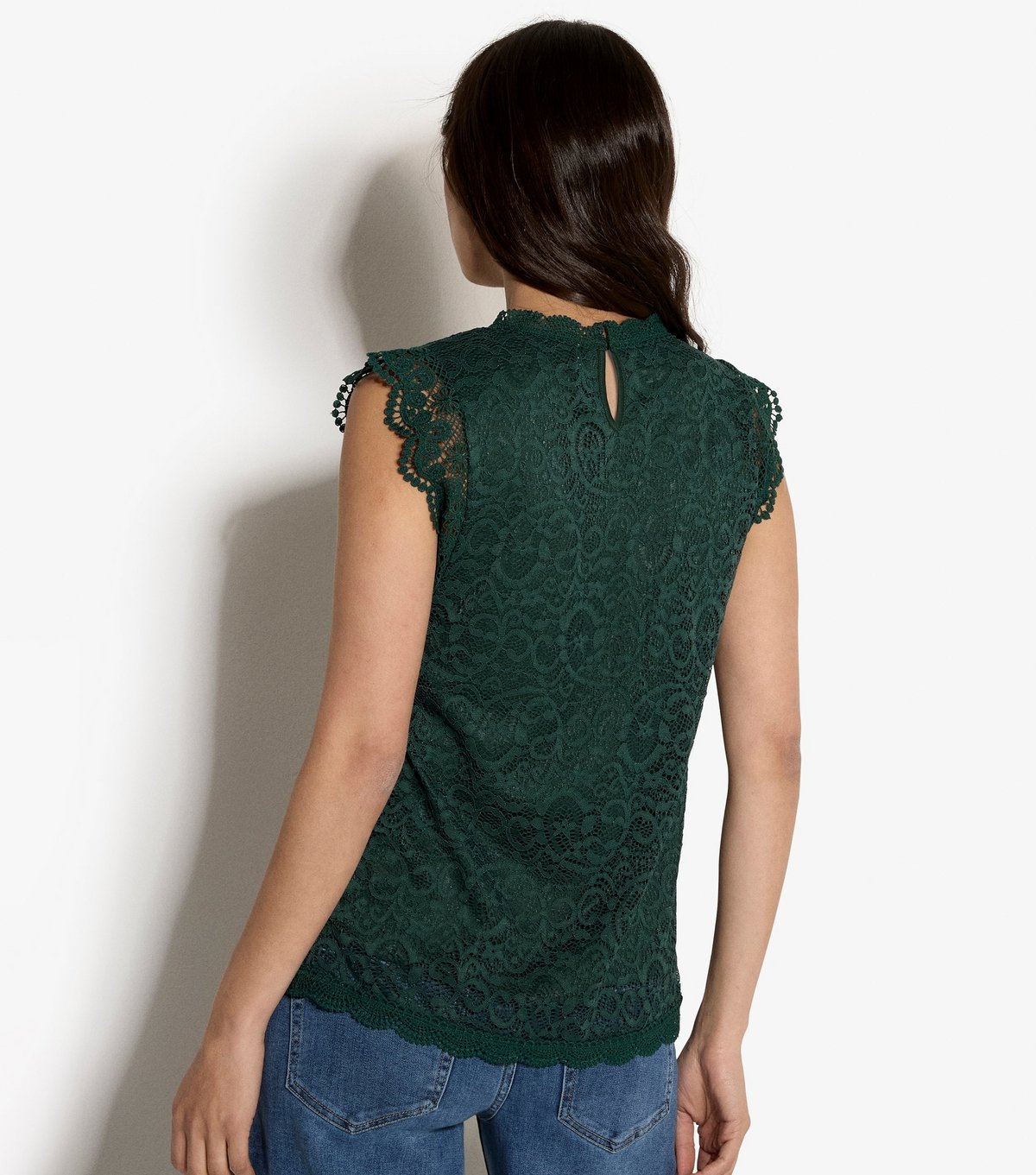 Apricot Women's Dark Green Lace High Neck Top Apricot New Look - 3