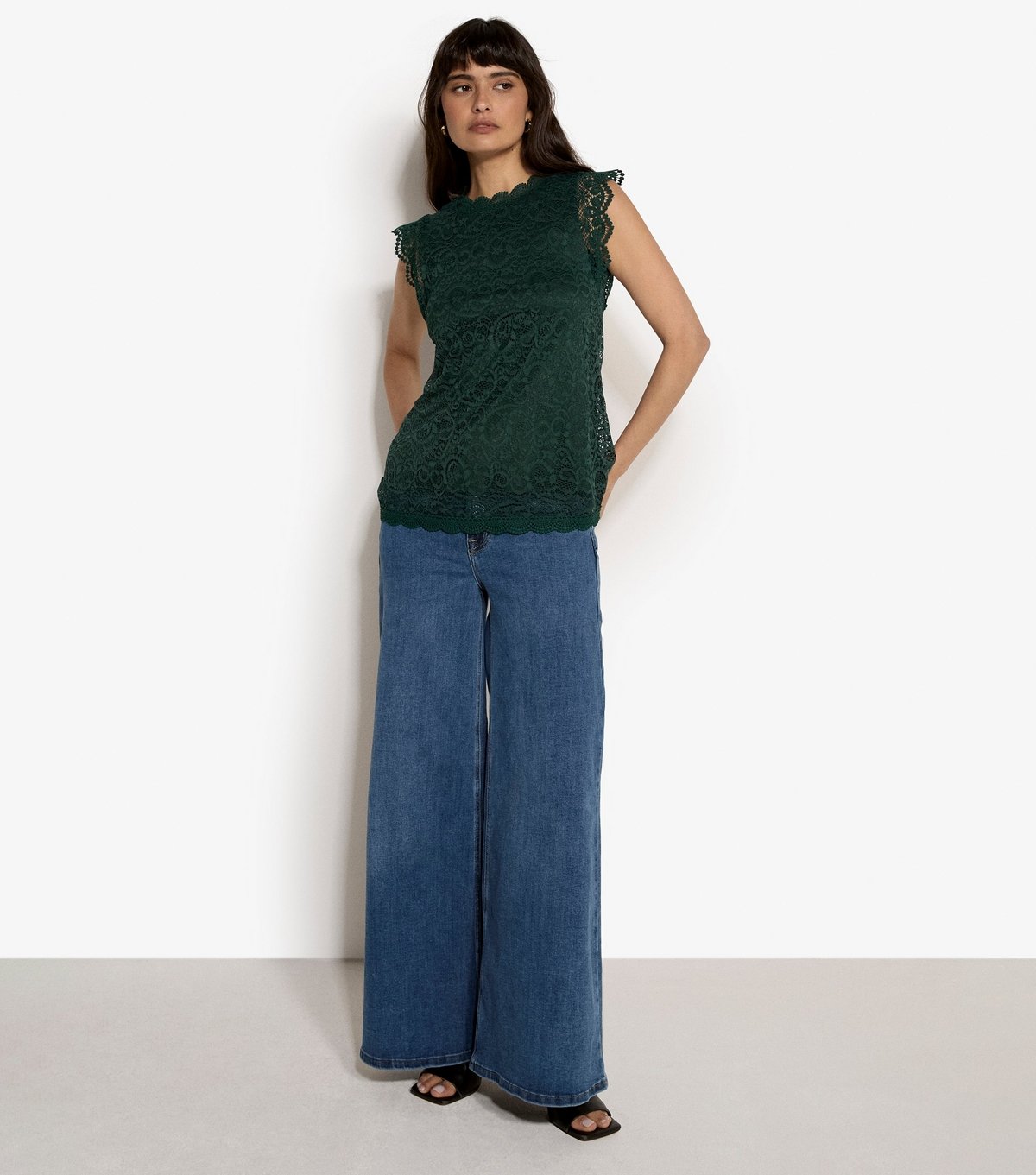 Apricot Women's Dark Green Lace High Neck Top Apricot New Look - 4