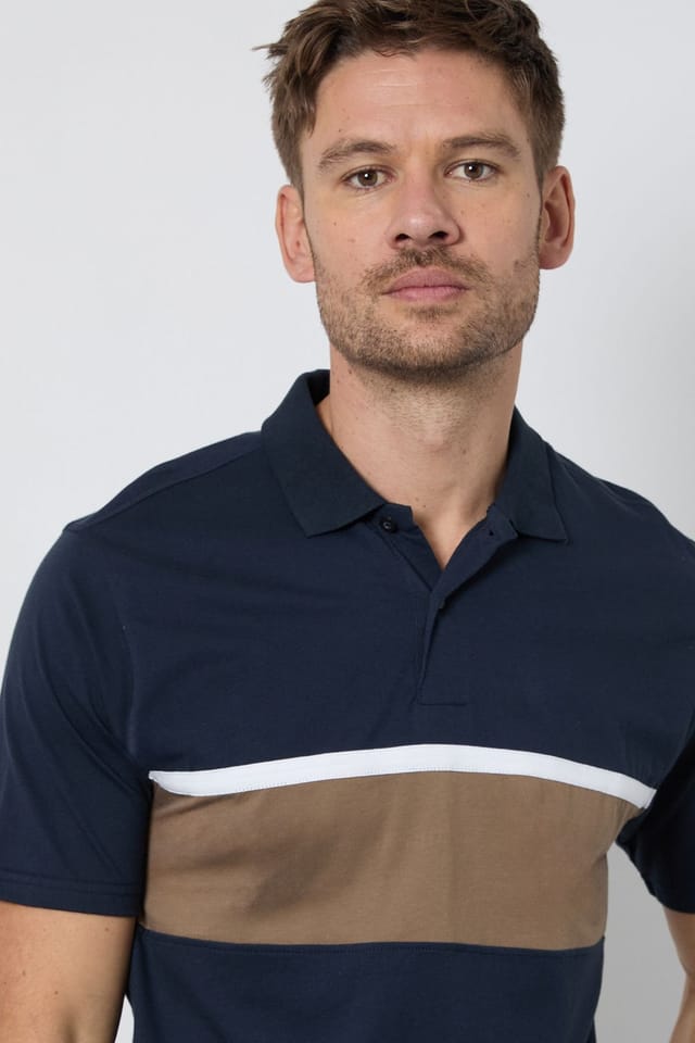 Burton Burton Men's Navy Chest Stripe Polo Shirt - 2
