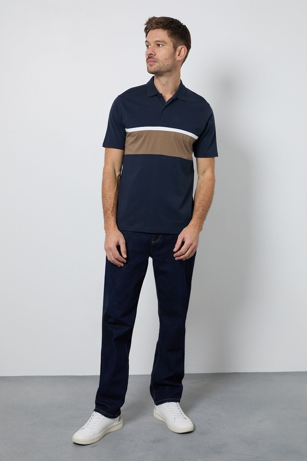 Burton Burton Men's Navy Chest Stripe Polo Shirt - 4