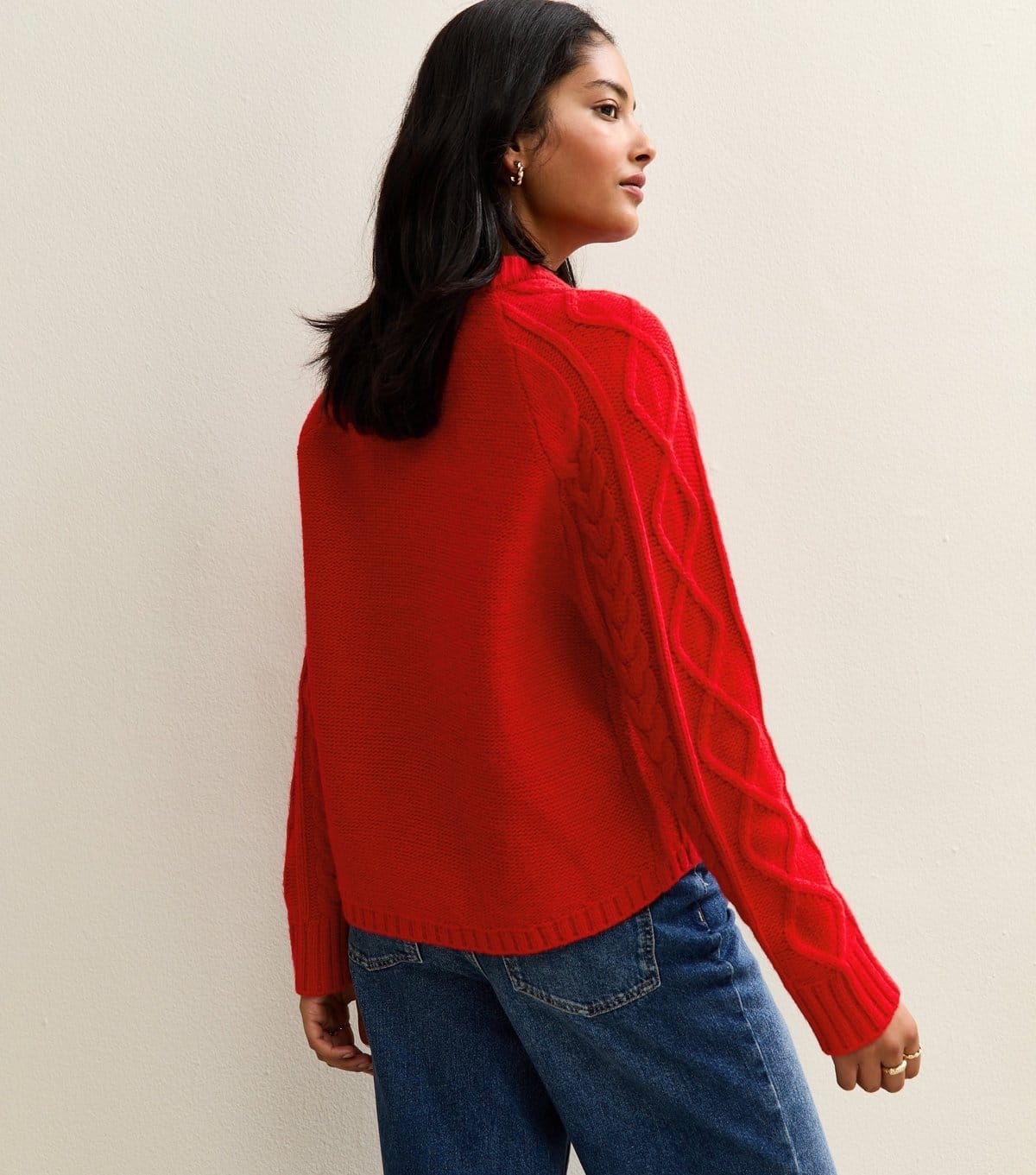 New Look Women's Red Cable Knit Raglan Sleeve Jumper New Look - 4