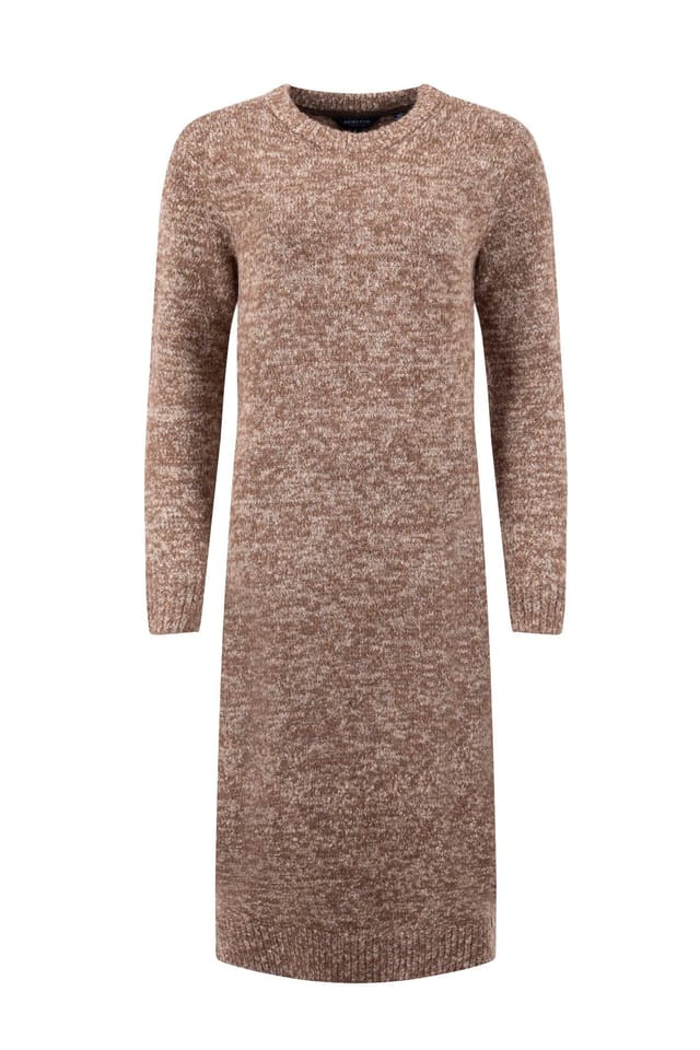 Weird Fish Weird Fish Women's Hawkins Knitted Midi Dress in Light Brown - 2