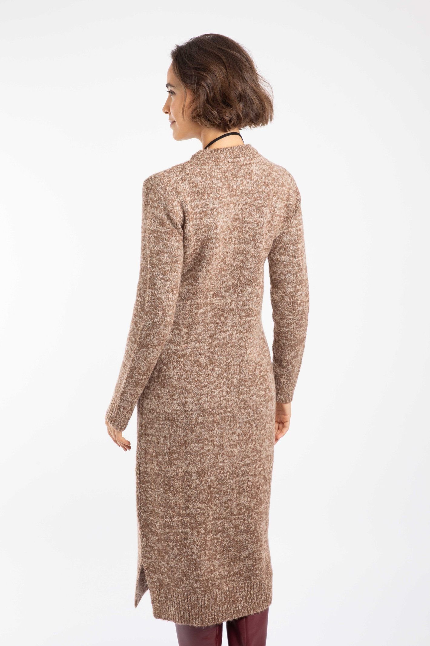 Weird Fish Weird Fish Women's Hawkins Knitted Midi Dress in Light Brown - 4