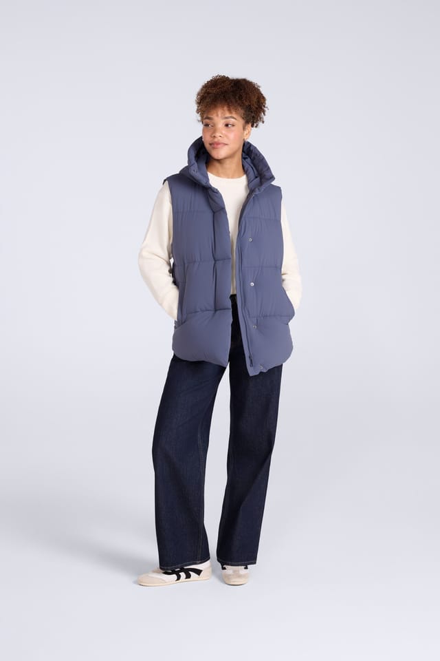 Animal Animal Women's 'Oslo' Casual Funnel Neck Warm Padded Hooded Winter Full Zip Gilet in Blue - 2