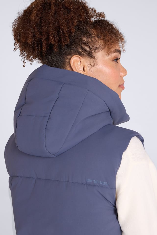 Animal Animal Women's 'Oslo' Casual Funnel Neck Warm Padded Hooded Winter Full Zip Gilet in Blue - 3