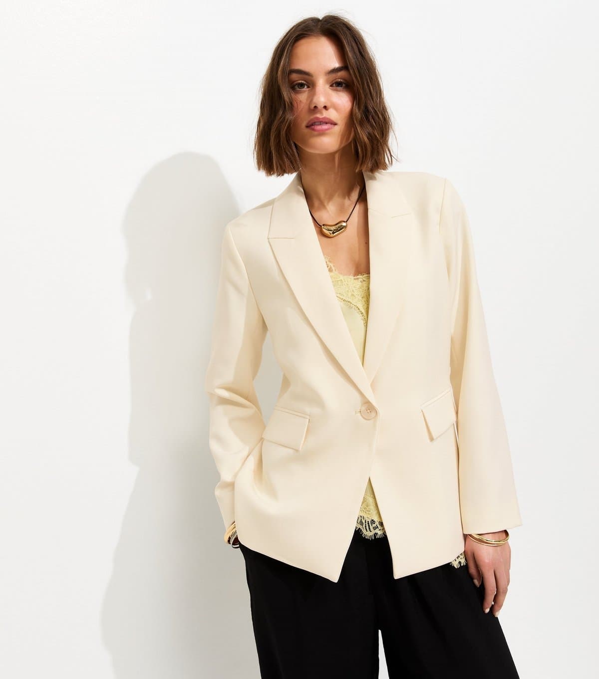 New Look Women's Off White Single Breasted Blazer Jacket New Look