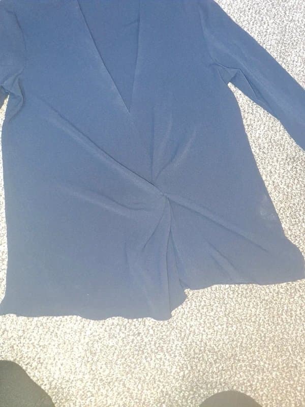 Topshop Topshop navy v-neck chiffon blouse
