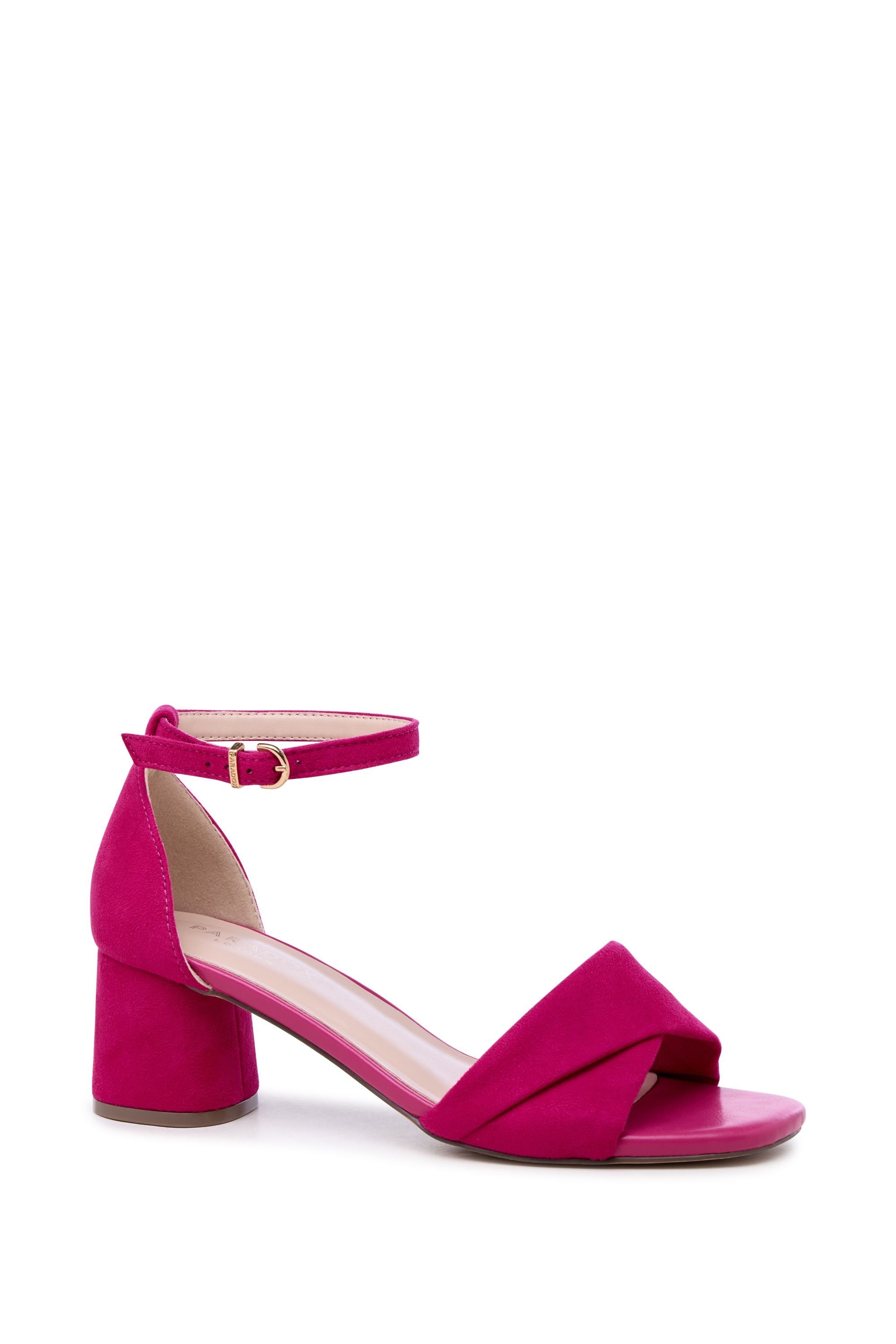 Paradox London Paradox London Women's Maxine' Block Heel Ankle Strap Sandals in Fuchsia - 2