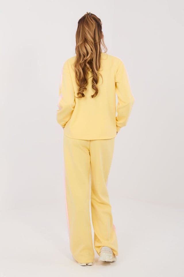 Love Lace Love Lace Women's Butter Soft Sweatshirt Heart Wide Leg Pants Set in Yellow - 2