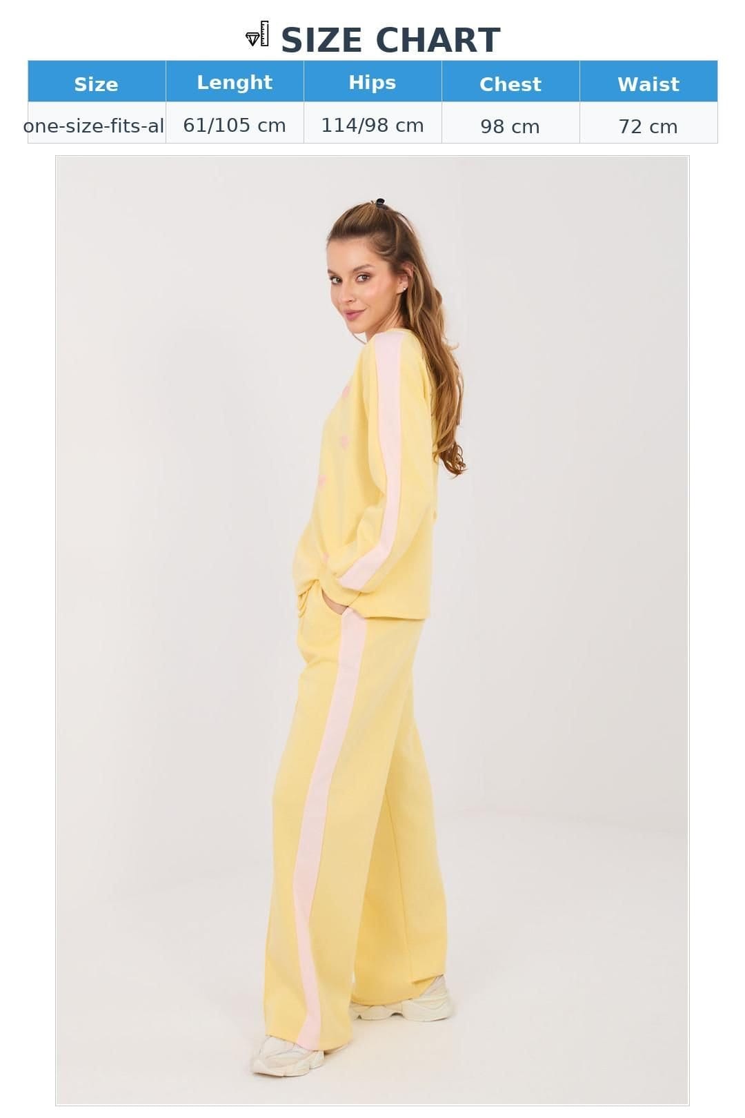 Love Lace Love Lace Women's Butter Soft Sweatshirt Heart Wide Leg Pants Set in Yellow - 4