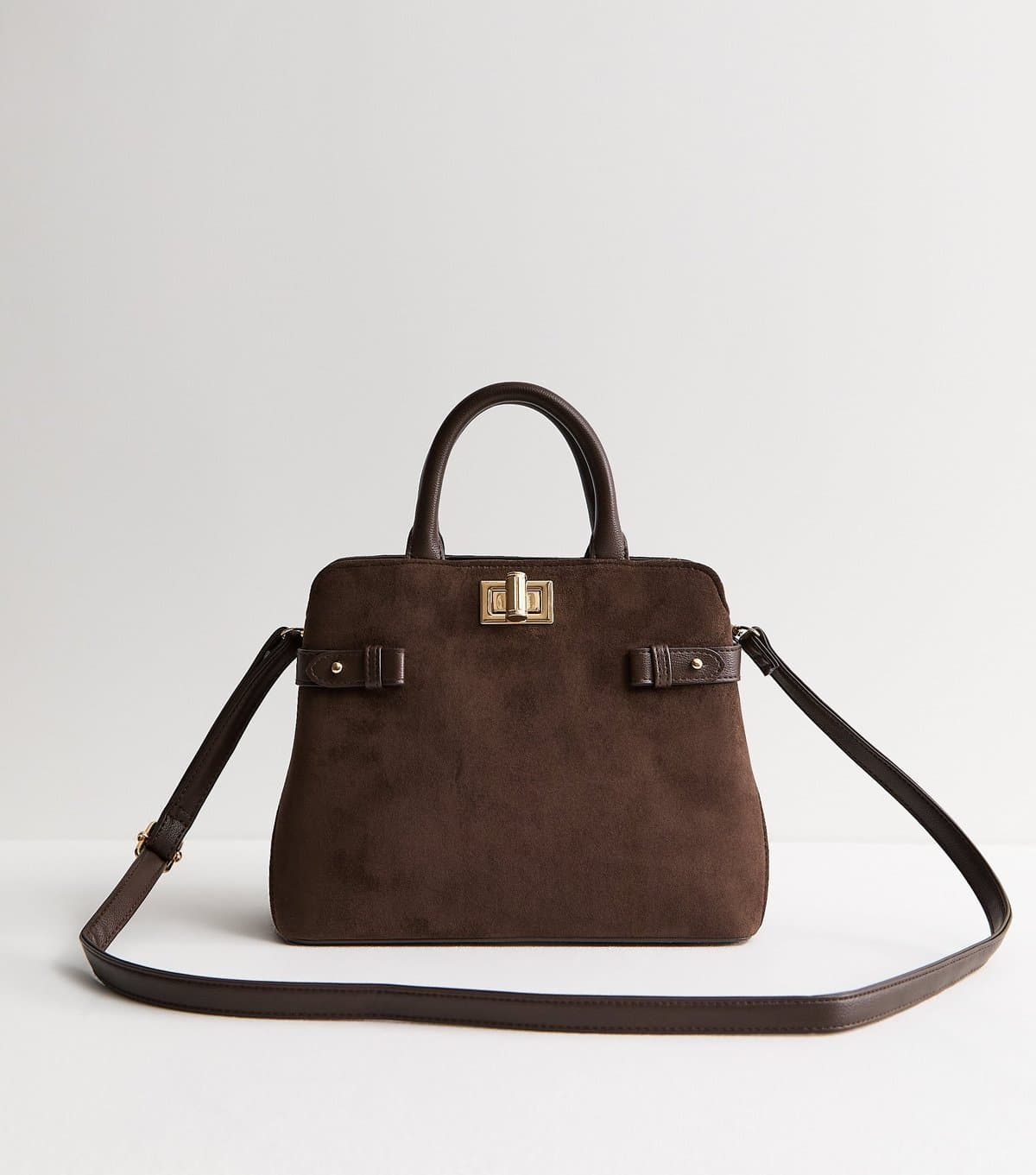 New Look New Look Dark Brown Faux Suede Tote Bag