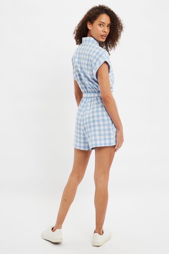 Louche Louche Women's Addie Picnic Check Playsuit In Blue - 2