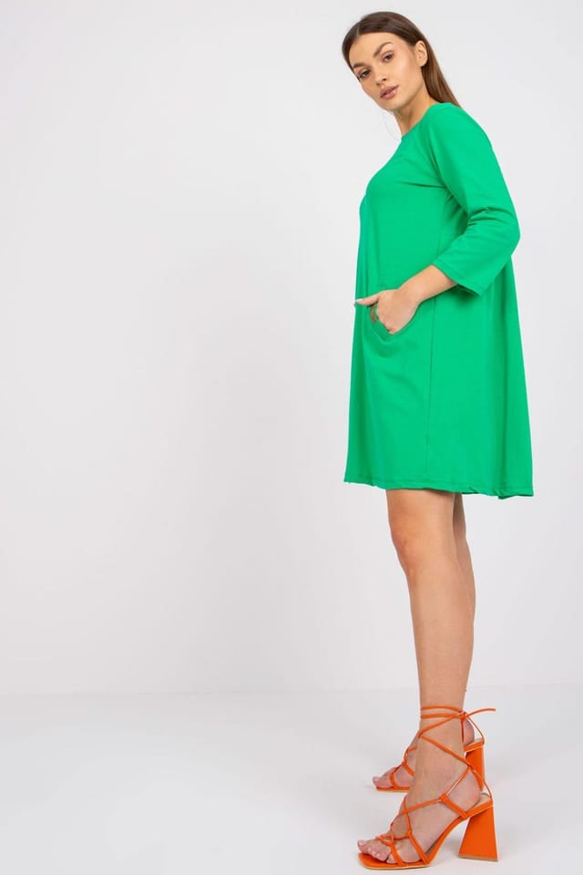 Love Lace Love Lace Women's Loose Fit 3/4 Sleeve Dress with Pockets in Green - 2