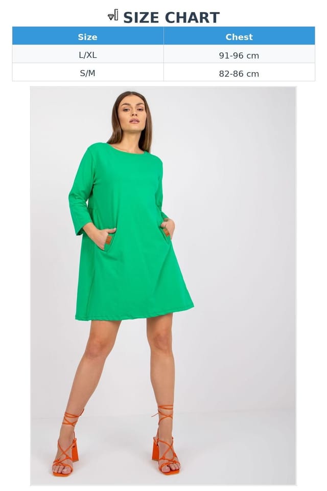 Love Lace Love Lace Women's Loose Fit 3/4 Sleeve Dress with Pockets in Green - 3