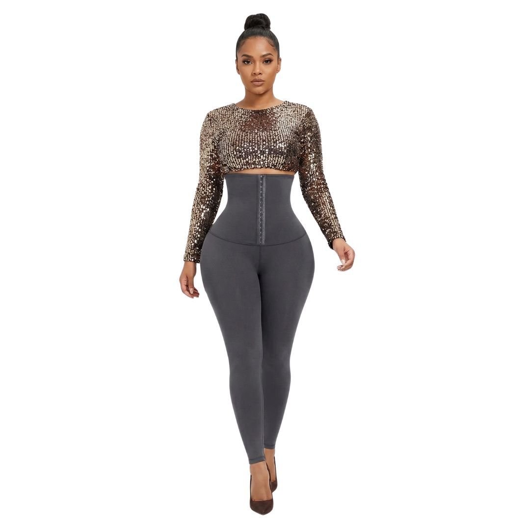 GWB Shapewear GWB Shapewear Women's Grey High-Waisted Tummy Control Butt Lifting Leggings - 2