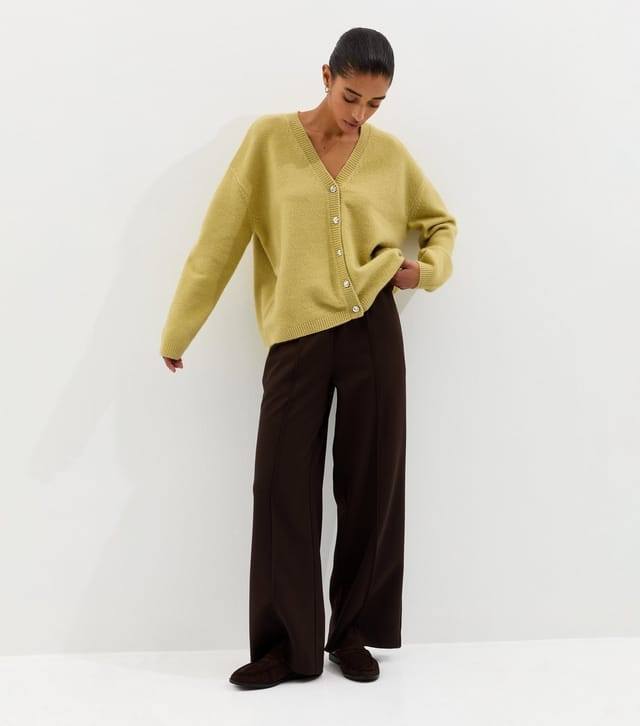 New Look Women's Bright Green V-Neck Boyfriend Cardigan New Look - 3