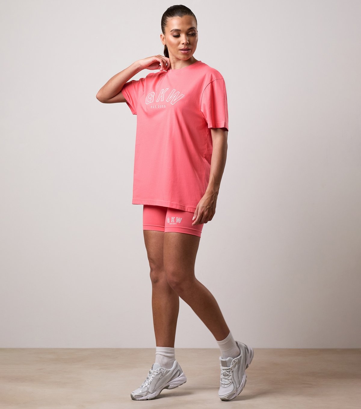 Gym King Women's Coral Logo Embroidered Boyfriend Fit T-Shirt Gym King New Look - 2